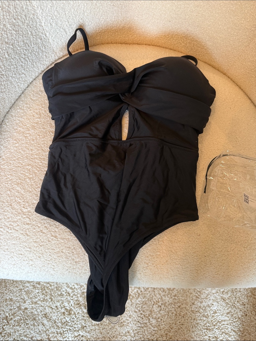 Strapless Twist Front Black One-Piece Swimsuit never worn
